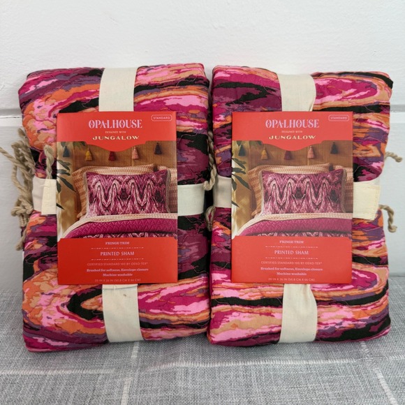 Jungalow Other - Jungalow Pillow Sham Set of 2 The End of Pages Print Fringe Pillow Cases 20x26"